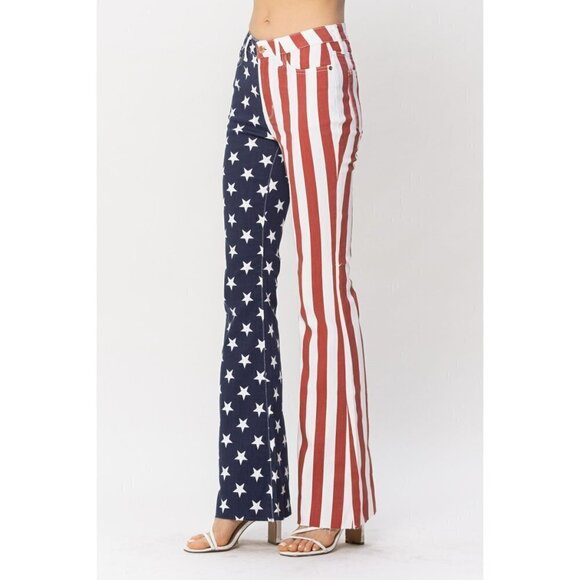 Judy Blue Americana Flag Flare Jeans Size 13 - Picture 7 of 8